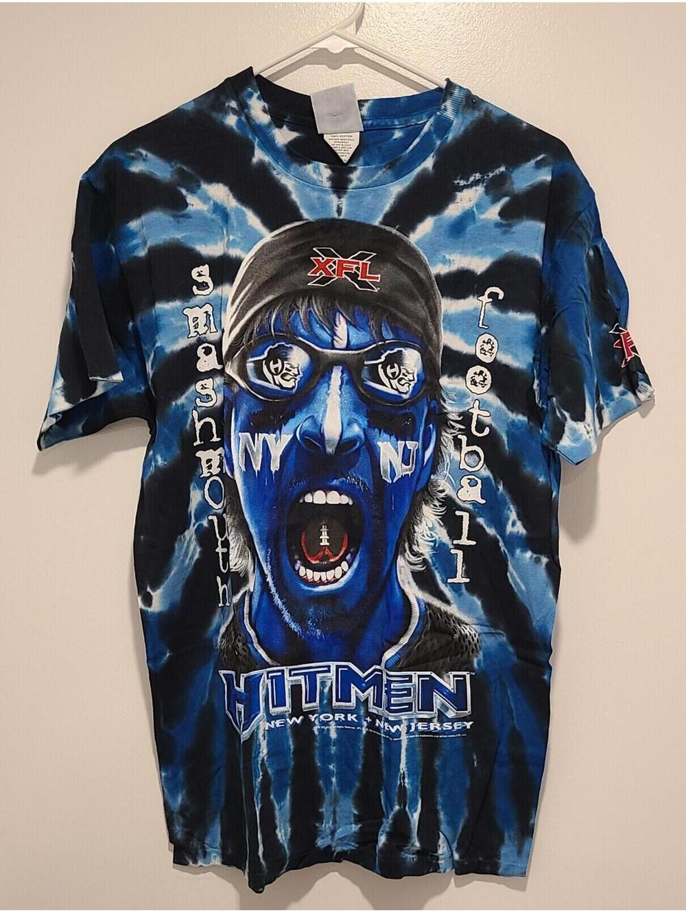 Original XFL New York New Jersey Hitmen Tie Dye Painted Face Shirt Large NEW